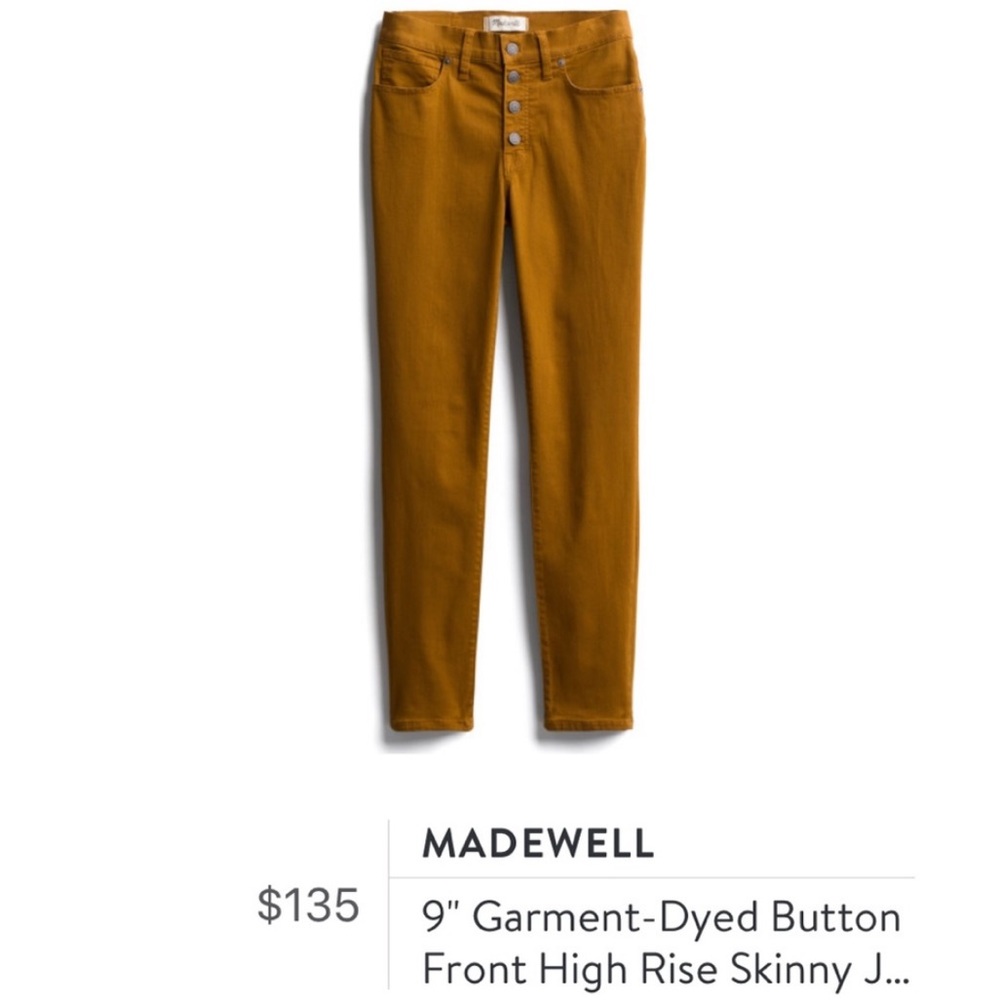 Madewell 9” high rise skinny jeans in caramel